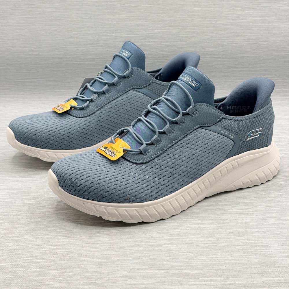 Skechers Women's 10 Sneakers Slip Ins Blue Hands Free Comfort Bobs 117504